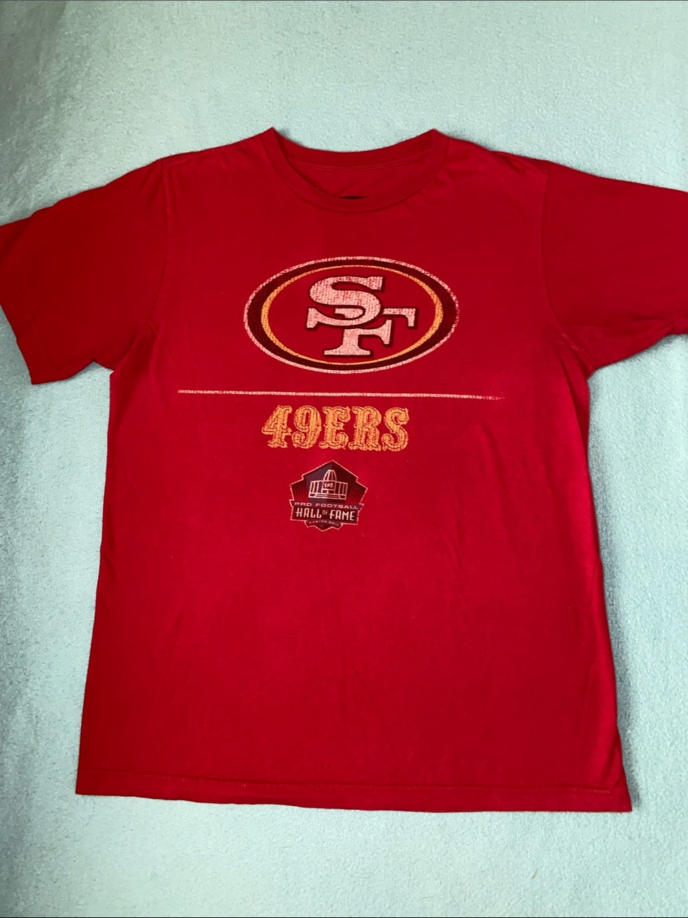 NFL TEAM APPAREL SF 49ers short sleeve pullover t-shirt vintage red gold size M
